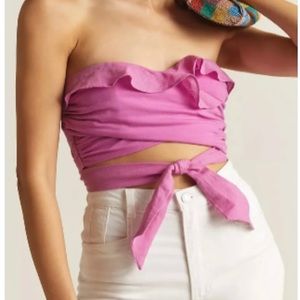 Anthropologie Ruffled Tie-Front Tube Top NWT